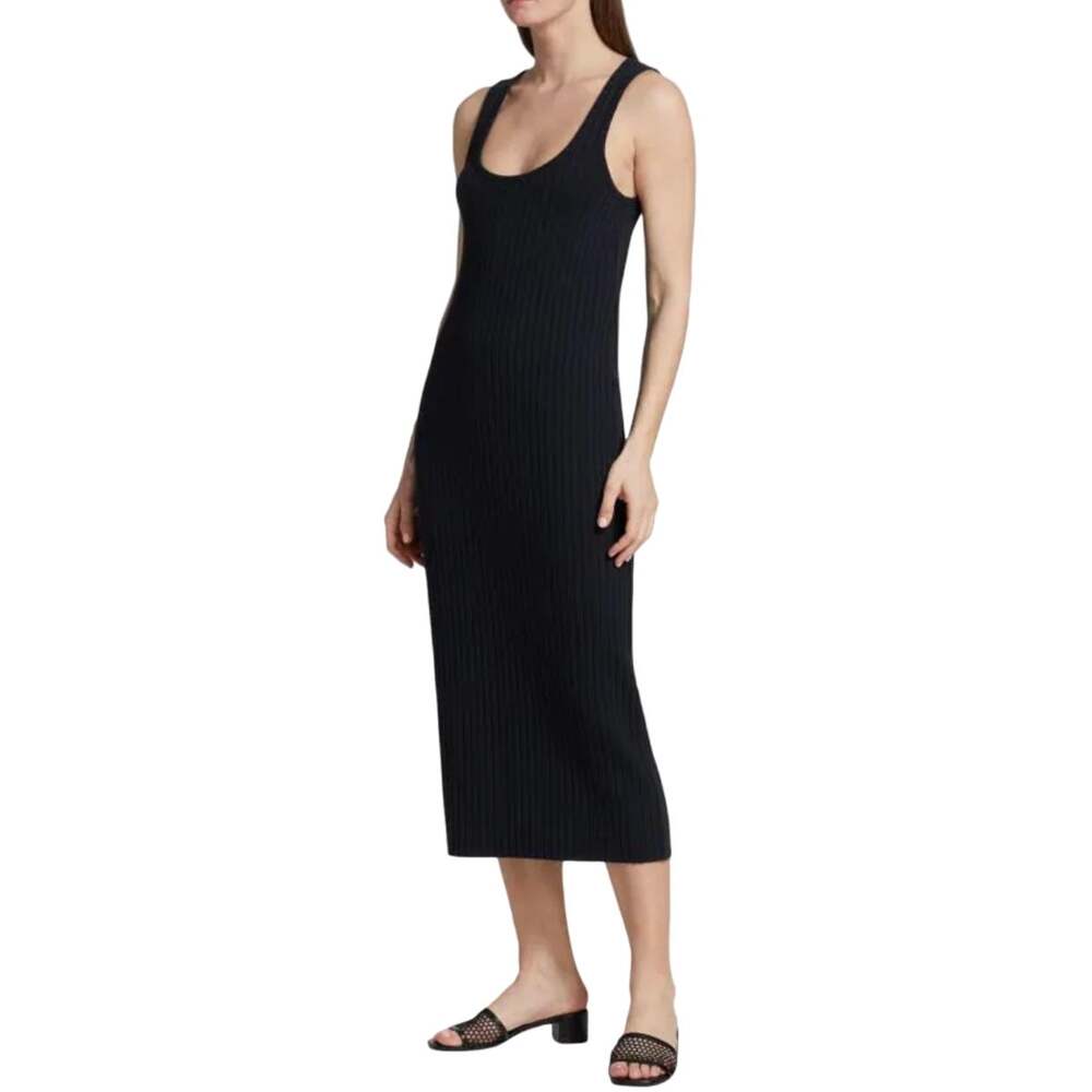 Vince Ribbed Knit Midi Tank Dress in Coastal Navy Blue Size XS Quiet Luxury